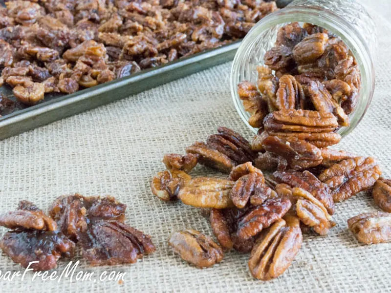 Sugar-Free Bourbon Candied Pecans with Maple and Cinnamon