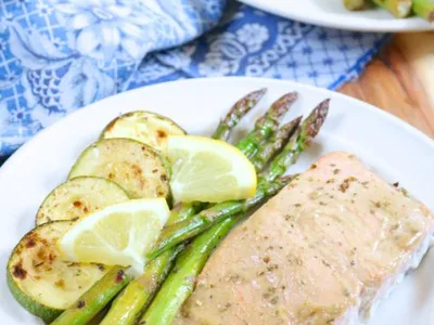 Honey Mustard Glazed Salmon with Charred Marinated Vegetables