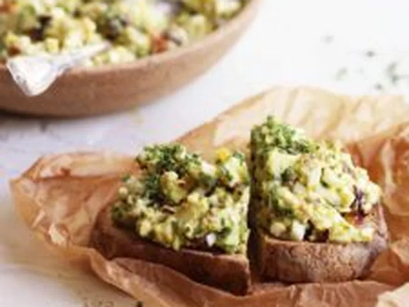 Loaded Avocado Egg Salad with Bacon and Cranberries