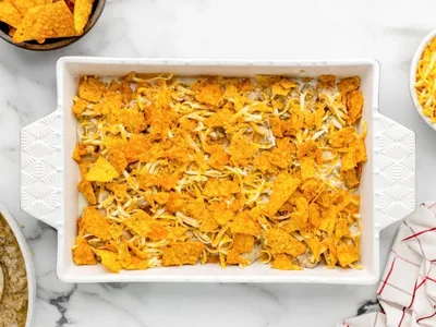 Baked Taco Casserole with Doritos and Ground Beef