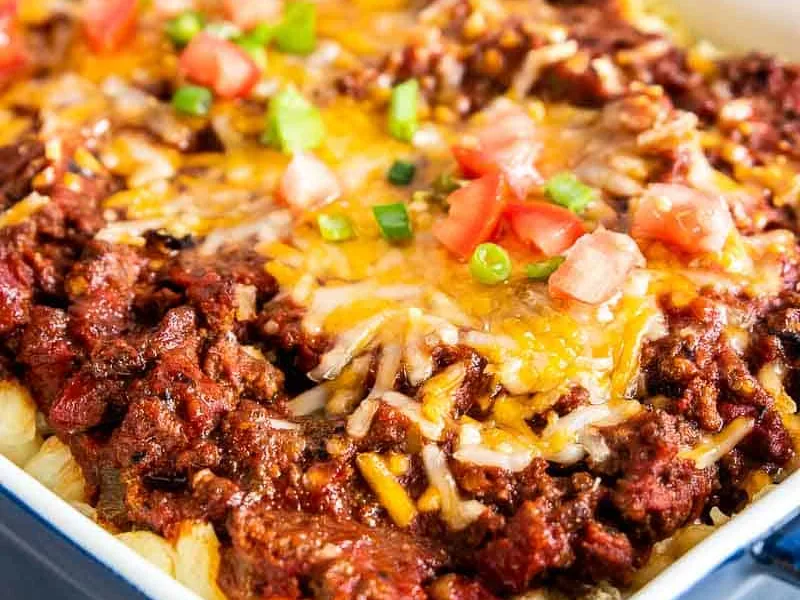 Layered Ground Beef and Pasta Casserole with Cream Cheese