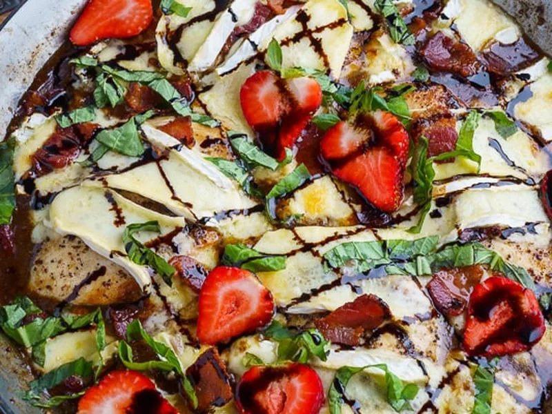 Pan Seared Balsamic Strawberry Chicken with Melted Brie