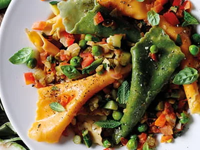 Vegetarian Pasta with Spring Vegetables and Herbs