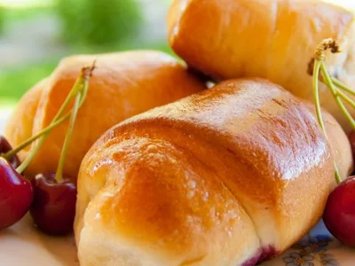 Buchty Cherry Filled Sweet Yeast Buns - Traditional Baked Pastry