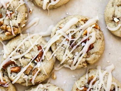 Salted Maple Walnut Pretzel Cookies with Sweet Glaze