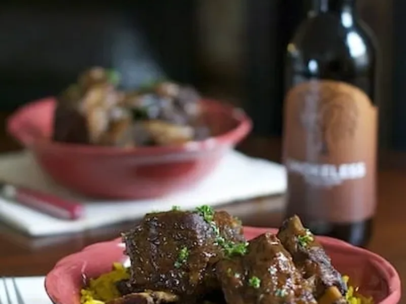 Beer Braised Cajun Short Ribs with Porter and Vegetables