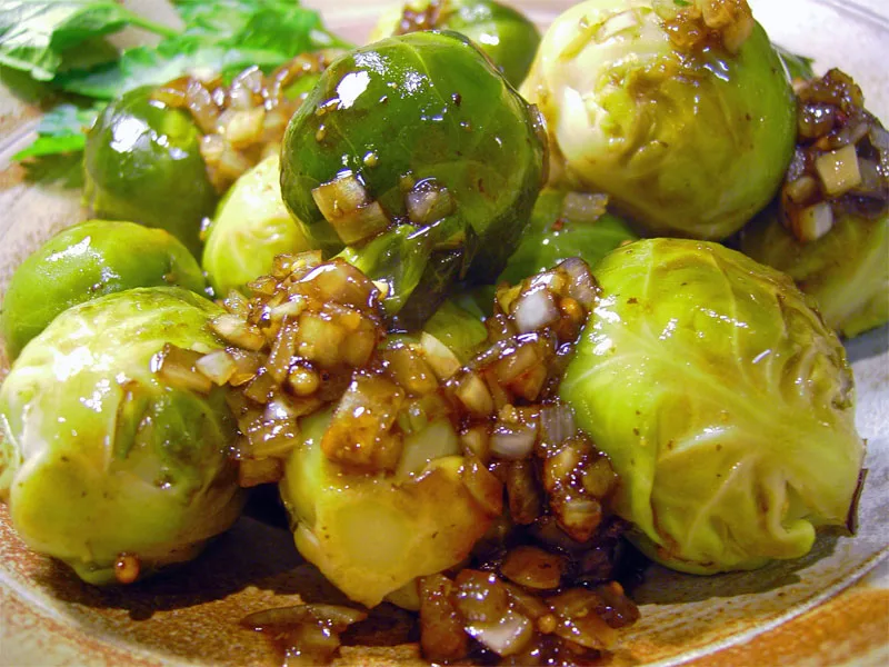 Pan-Roasted Brussels Sprouts with Warm Balsamic Vinaigrette