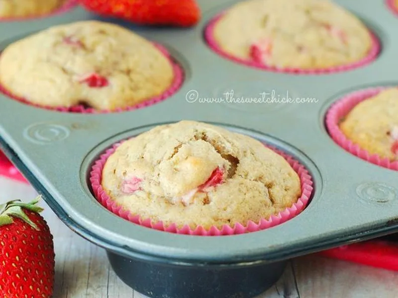 Strawberry Coconut Banana Muffins with Cinnamon