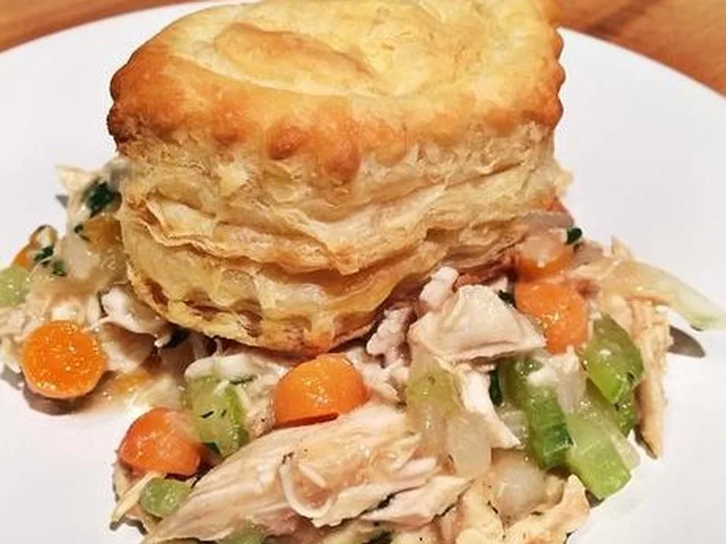 Easy Chicken Pot Pie with Puff Pastry Shells