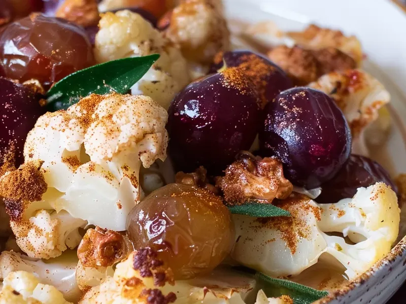 Roasted Spiced Cauliflower with Balsamic Grapes