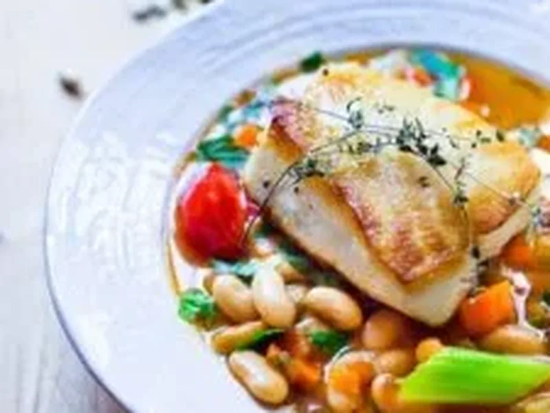 Tuscan Bean Stew with Seared Sea Bass - Hearty Mediterranean Comfort