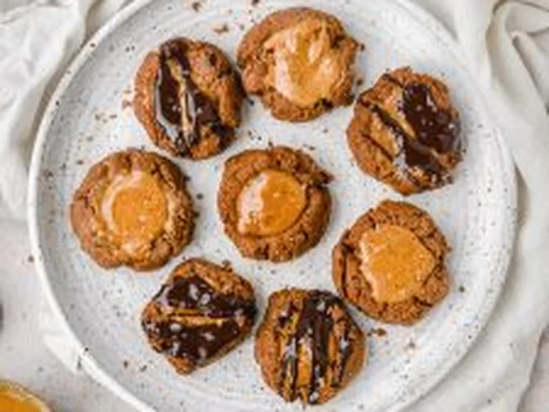 Paleo Almond Flour Chocolate Thumbprint Cookies with Almond Butter