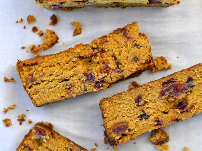 Coconut Flour Pumpkin Cranberry Bread with Coconut Oil