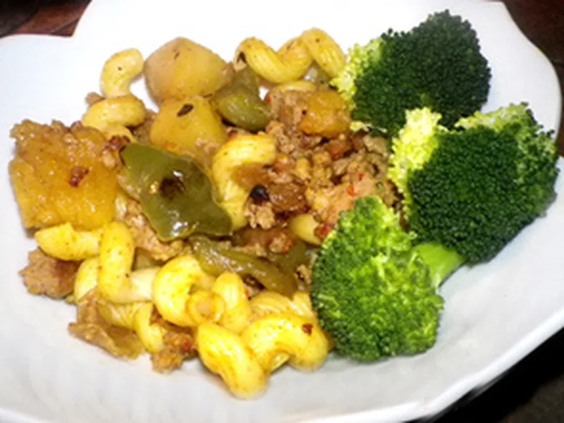 Curried Squash, Sausage & Pasta Skillet