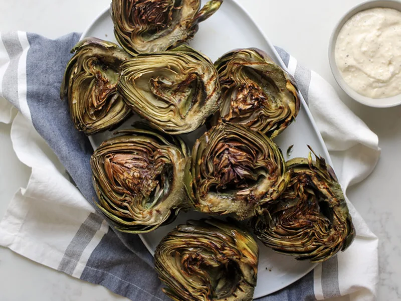 Grilled Artichokes with Garlic-Parmesan Aioli