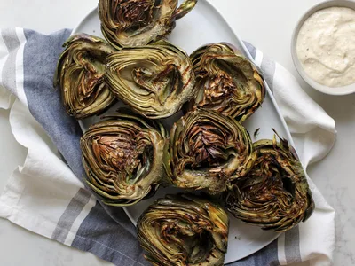 Grilled Artichokes with Garlic-Parmesan Aioli