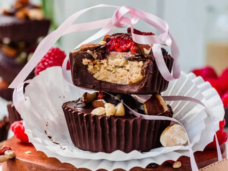 Chocolate Raspberry Cookie Dough Cups