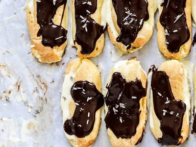 Lavender-Filled Eclairs with Chocolate Glaze