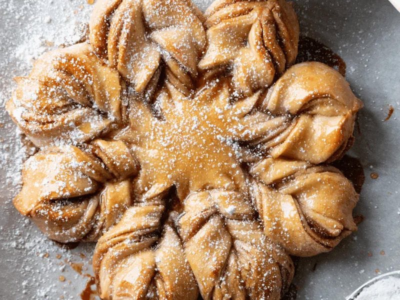 Air Fryer Cinnamon Star Bread with Brown Sugar Glaze