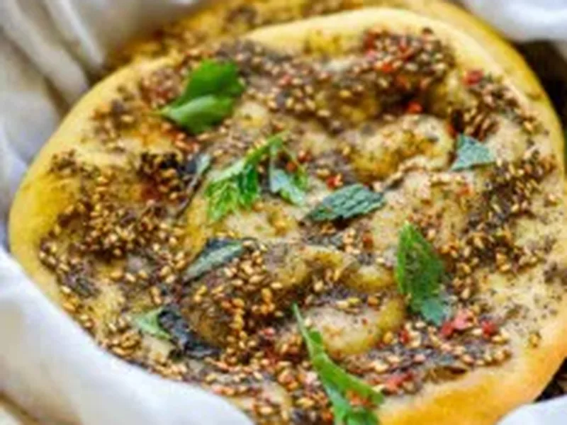 Za'atar Manoushe: Crispy Flatbread with Herbs