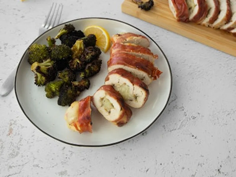 Chard and Mozzarella Frittata with Garlic Lemon Broccoli