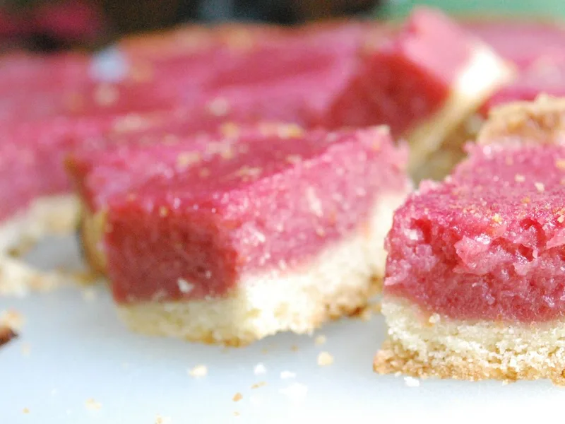 Raspberry Strawberry Lemonade Bars with Fruit Puree