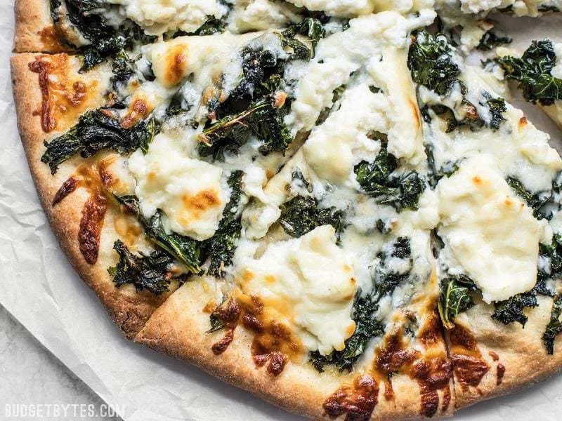 Garlicky Kale and Ricotta Pizza with Sautéed Greens