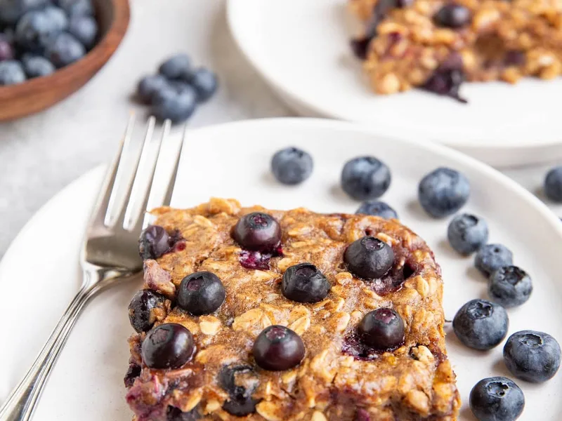 Healthy Banana Almond Butter Blueberry Breakfast Bars