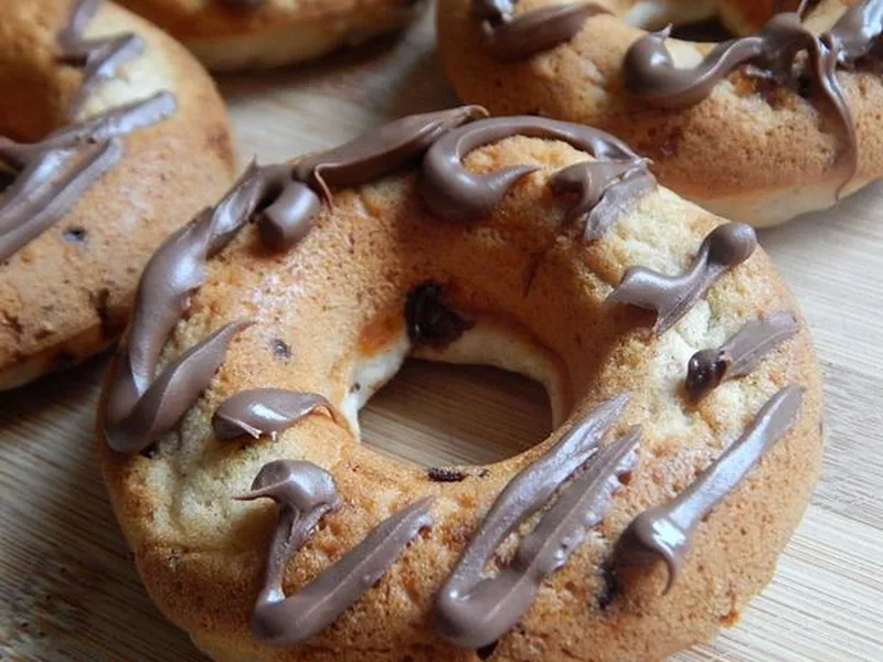 Baked Banana Nutella Donuts with Chocolate Chips