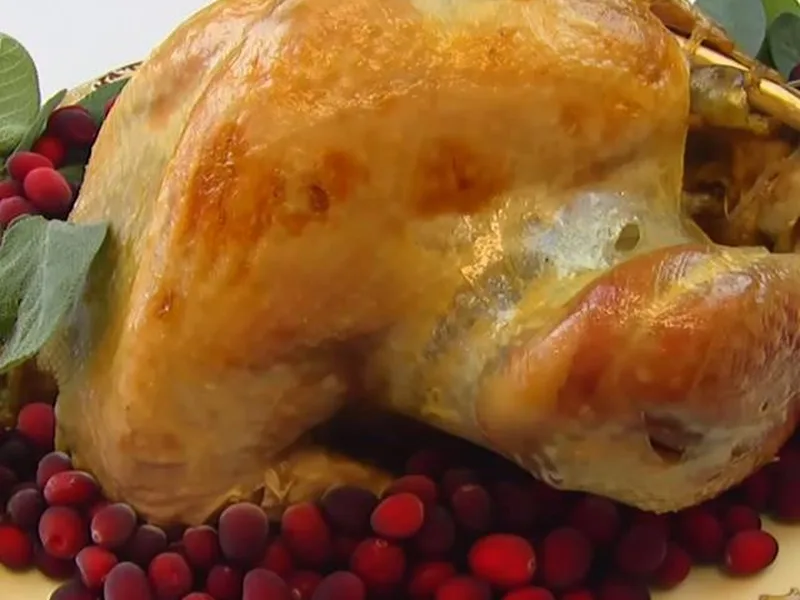 Butter Basted Roast Turkey with Cranberry and Sage
