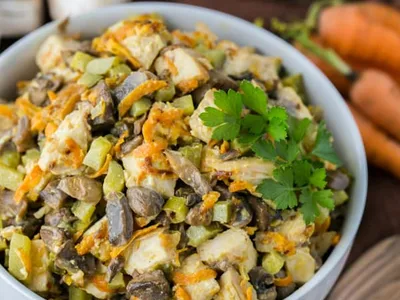Chicken and Mushroom Wedding Salad with Pickles