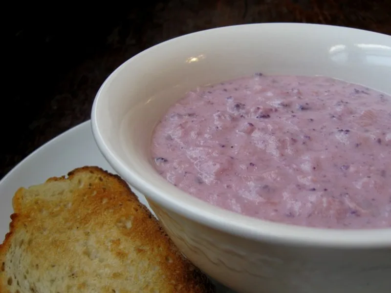Purple Cauliflower Soup with Walnut Oil