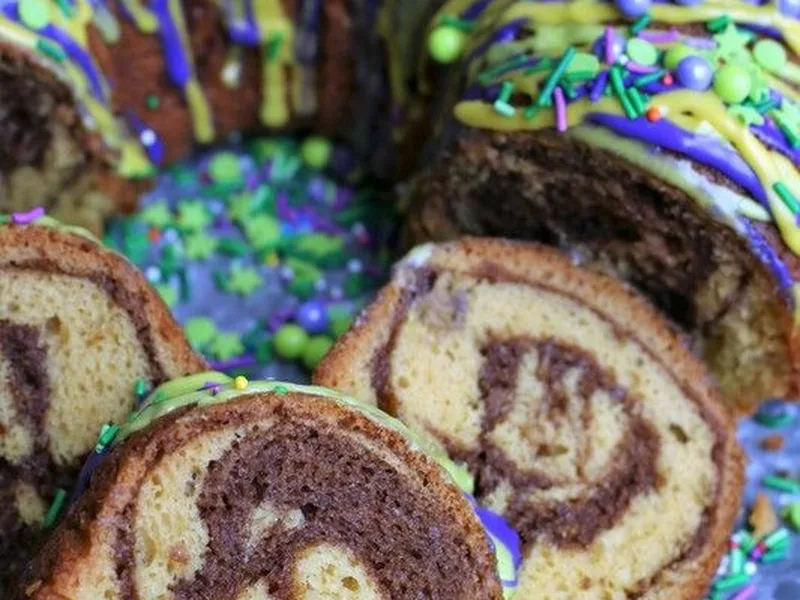 Cinnamon Swirl King Cake with Cream Cheese Frosting