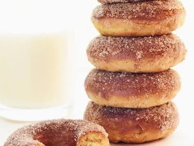 Baked Maple Cinnamon Donuts with Sugar Coating