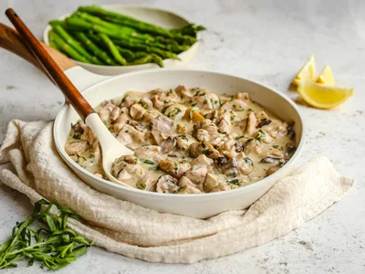 Creamy Tarragon Chicken Thighs with Mushrooms