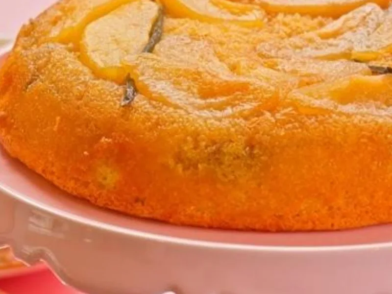 Pear Vanilla Upside Down Cake with Almond Meal