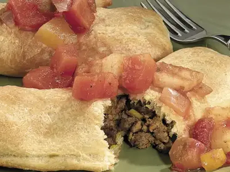 Spicy Jamaican Curry Beef Hand Pies with Tropical Salsa