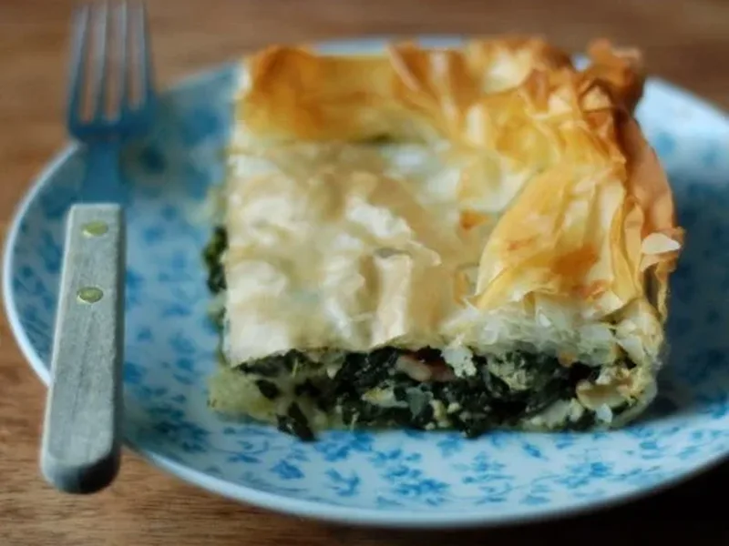 Plant-Based Greek Spinach Pie with Smoked Tofu and Cashews