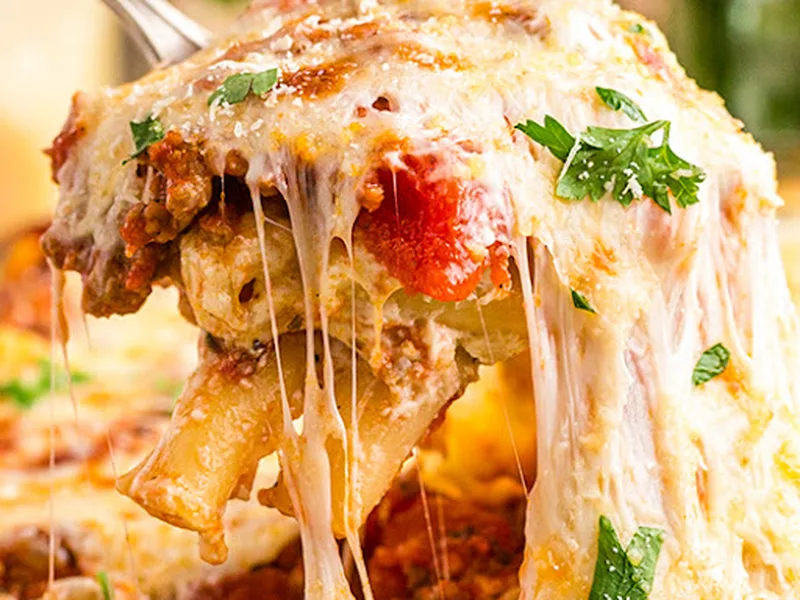 Easy Baked Ziti with Italian Sausage and Three Cheeses