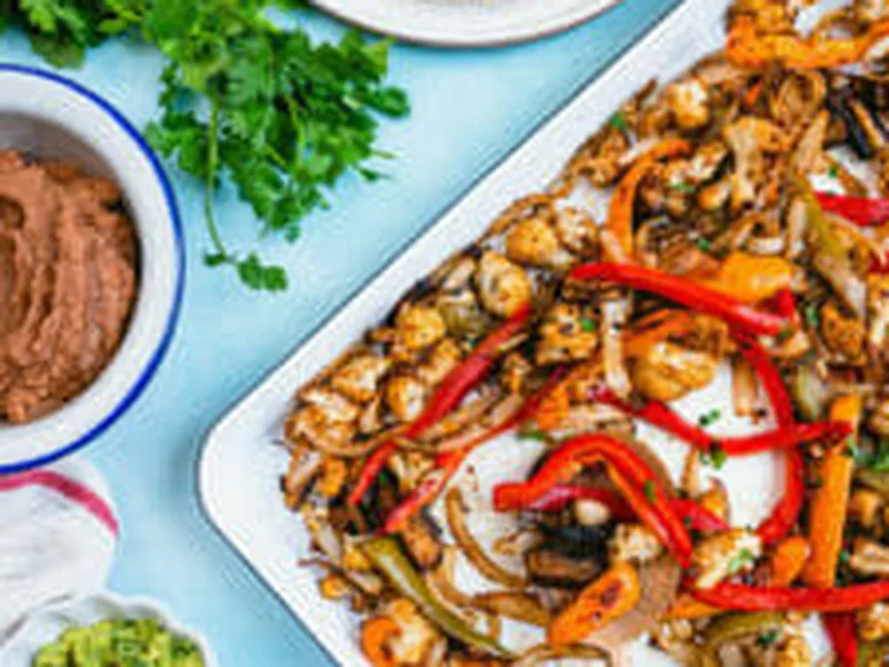 Sheet Pan Roasted Vegetable Fajitas with Spiced Cauliflower