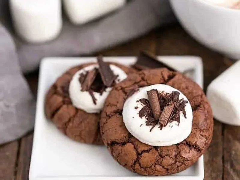 Chocolate Crackle Cookies with Melted Marshmallow Tops