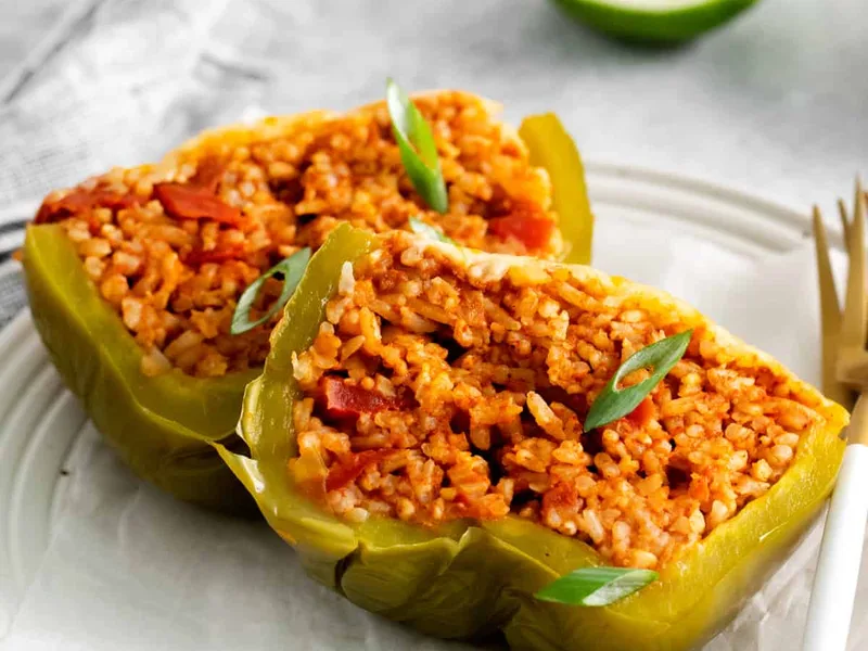 Instant Pot Stuffed Bell Peppers with Rice and Cheese