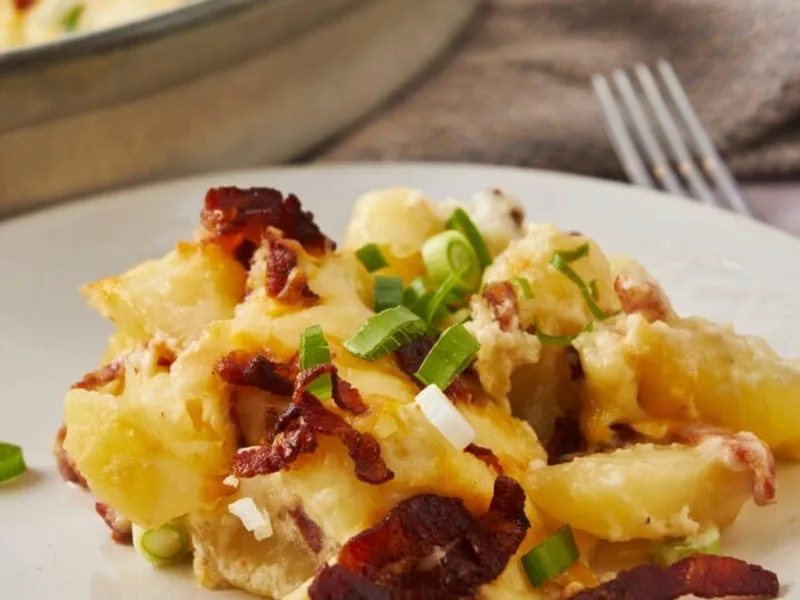Loaded Baked Potato Casserole with Cheese and Bacon