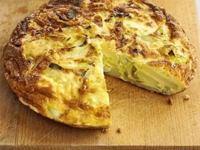 Cheese, Leek and Potato Tortilla with Sage