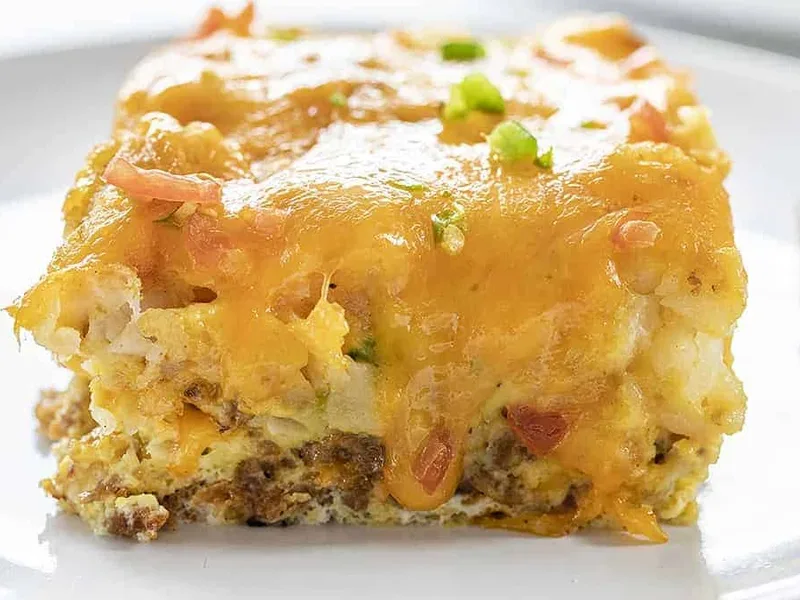 Loaded Breakfast Tater Tot Casserole with Sausage