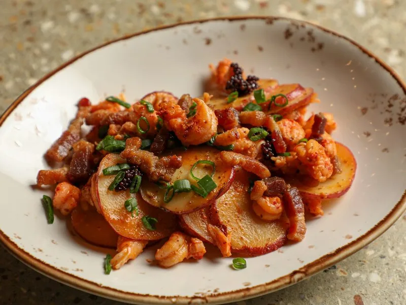 Crawfish and Potato Salad with Bacon Vinaigrette