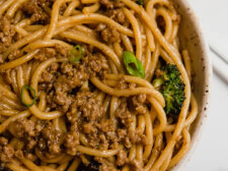 Mongolian Ground Beef Noodles with Coconut Aminos Sauce