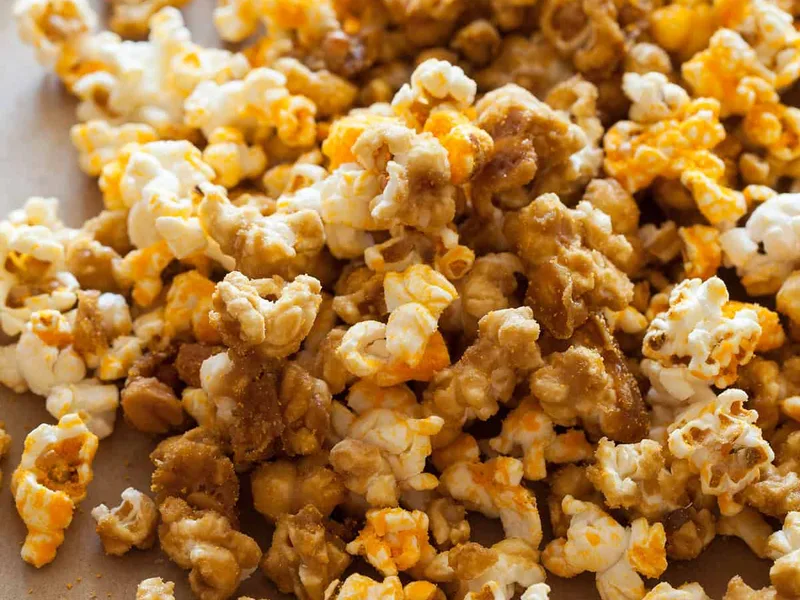 Sweet and Savory Cheddar Caramel Popcorn Mix