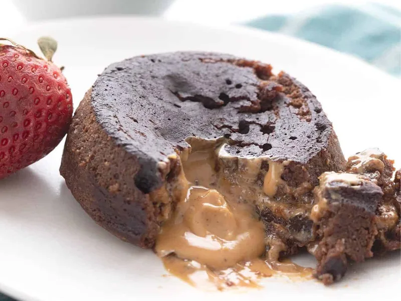 Keto Chocolate Peanut Butter Lava Cakes with Almond Flour