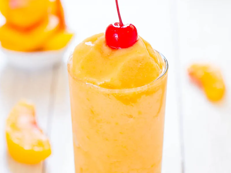 Tropical Peach Pineapple Rum Slushies